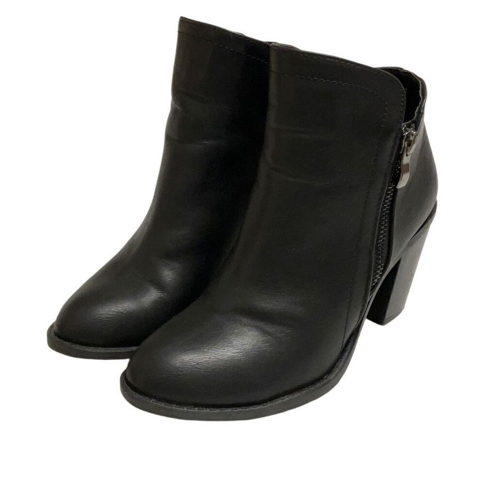 Top Moda Black Faux Leather Ankle Boots, 7